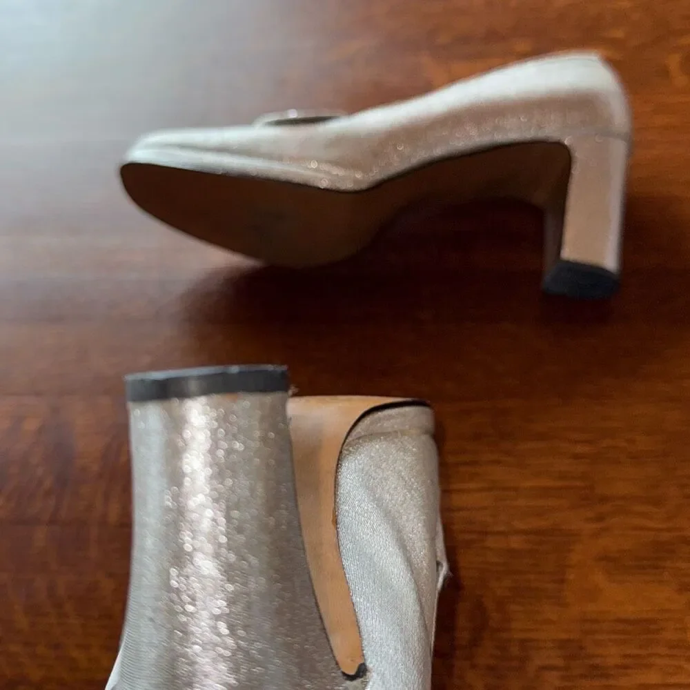 Vintage 60’s 70’s Metallic Silver Platform Heels‎ Size 8
